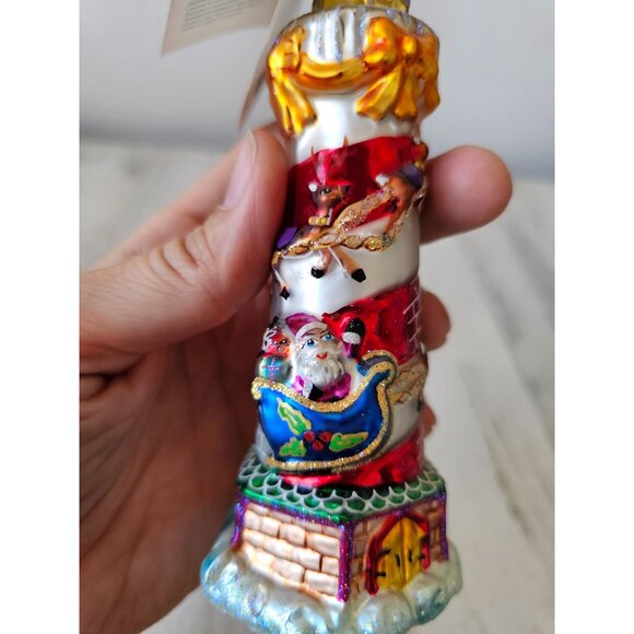 Vintage radko seaside delivery lighthouse sleigh reindeer ornament glass Xmas tr - Picture 2 of 7